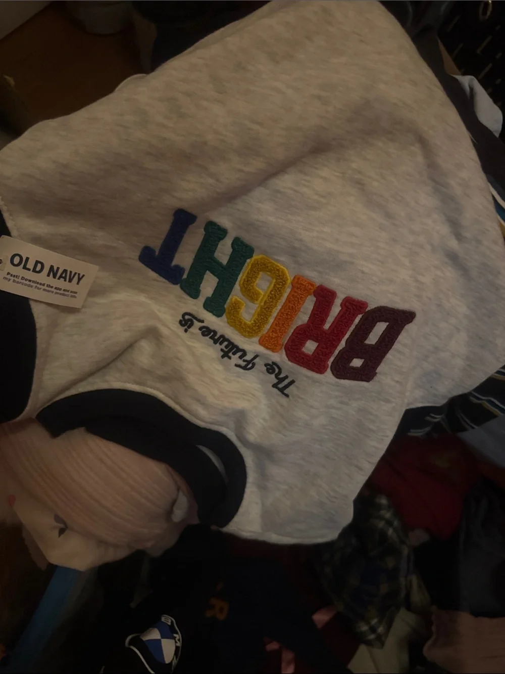 Old Navy Beige Tank Top with Black Trim and Red Lettering